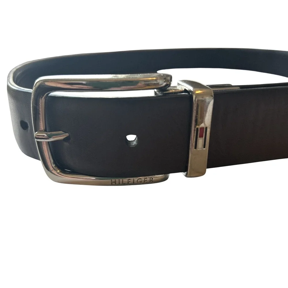 Mens Tommy Hilfiger Jeans Synthetic Leather Belt‎ Brown/Black Size S (30-32)